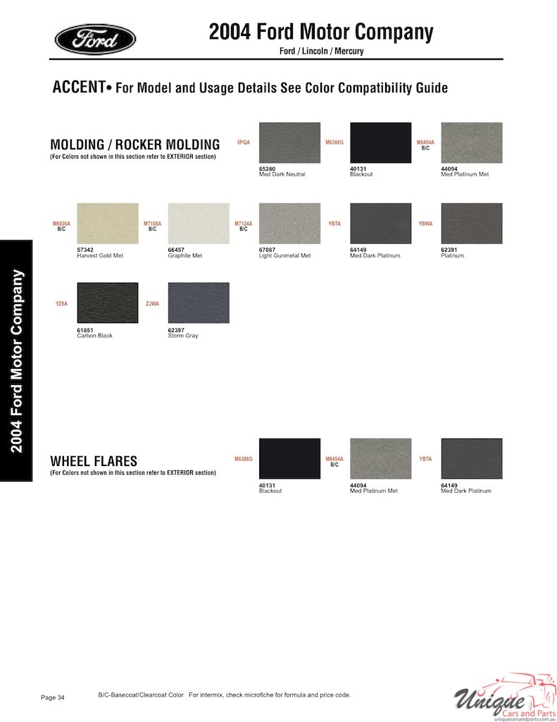 2004 Ford Paint Charts Sherwin-Williams 4